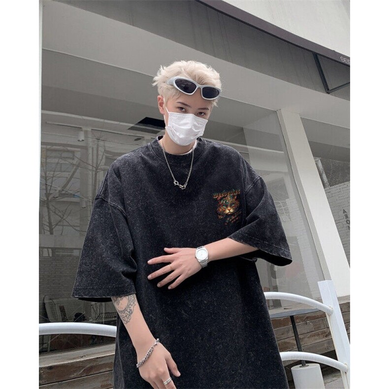 潮牌宽松短袖t恤蜡染美式复古高街水洗做旧517A-2-SX277-P38,男装T恤,星座517A-2