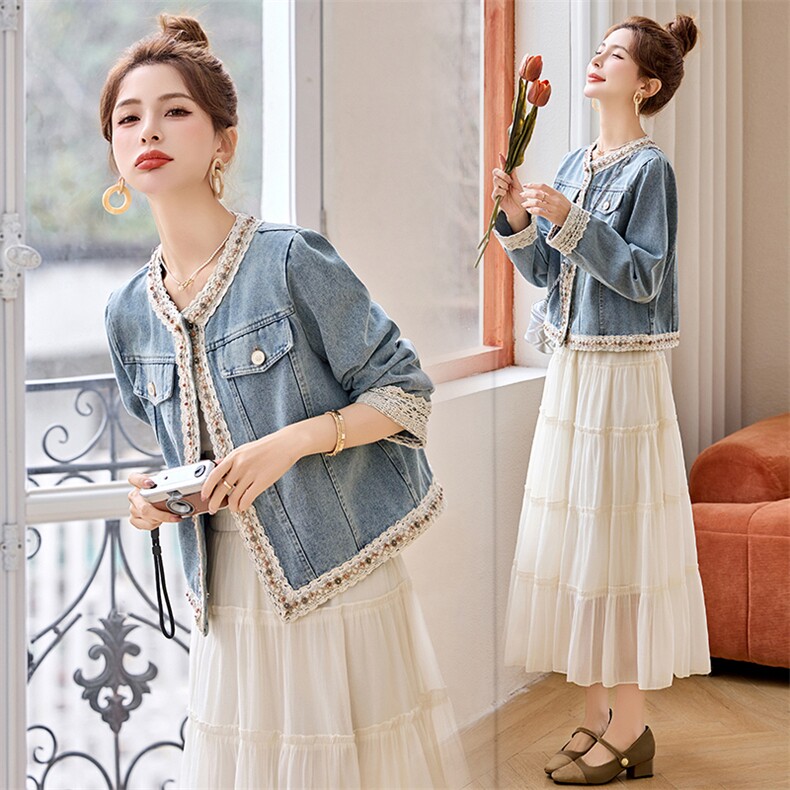 复古牛仔外套女春秋2025新款高级感小个子减龄气质小香风短款上衣，女装牛仔外套，乐吉娜