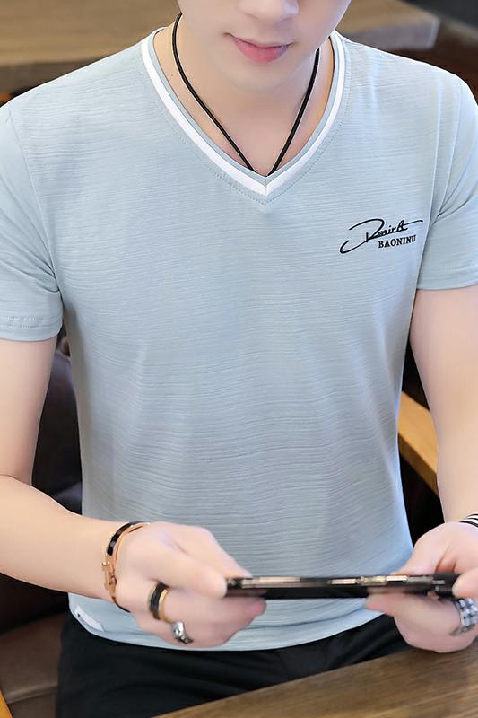 5007短袖t恤2021新款半袖潮V领衣服夏季男装夏装潮流丅恤男,男装T恤,电商D310（原电商305）