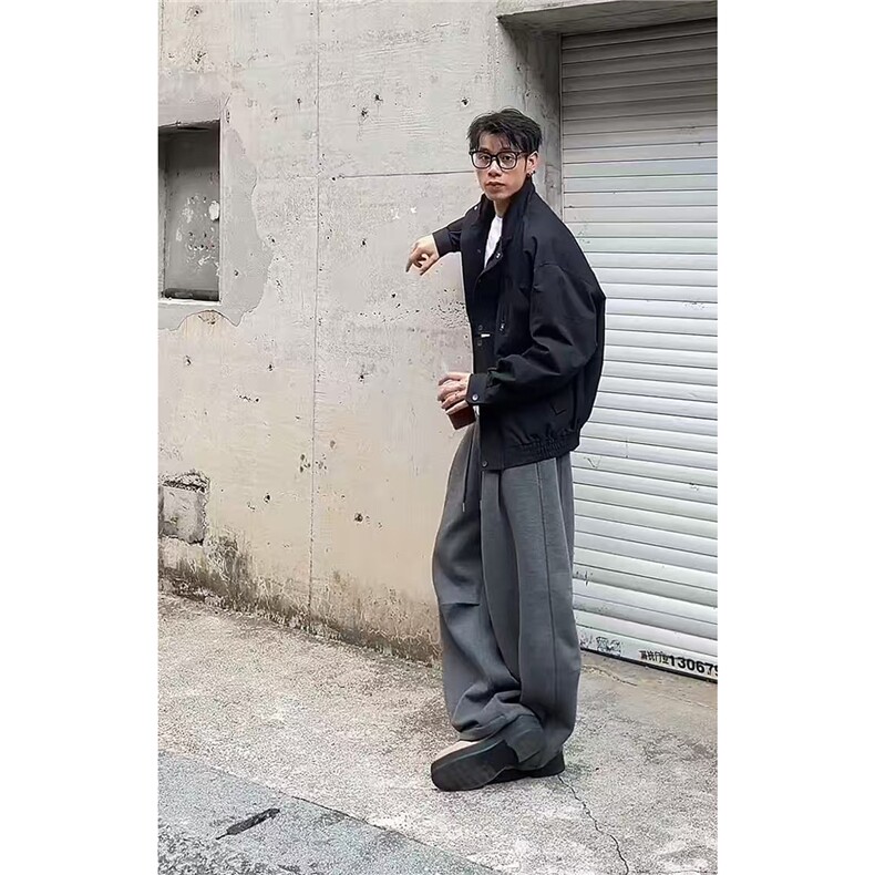 秋季美式慵懒风解构卫裤男女百搭宽松休闲运动弯刀裤K06083P55,男装休闲裤,星座1004（原星座815-3）