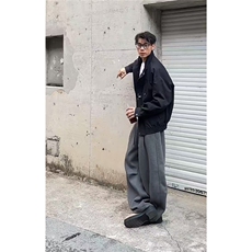秋季美式慵懒风解构卫裤男女百搭宽松休闲运动弯刀裤K06083P55，男装休闲裤，星座1004（原星座815-3）