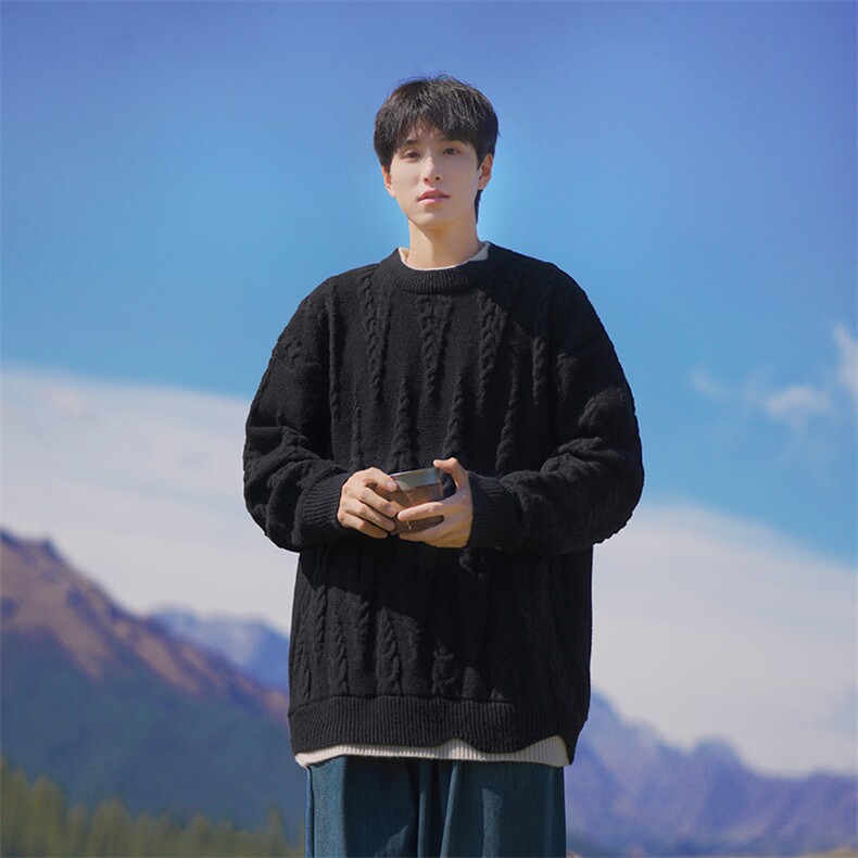 B299-M838假两件针织慵懒日系港风毛衣P63X98（大货已入仓），男装针织衫/毛衣，电商B299-1