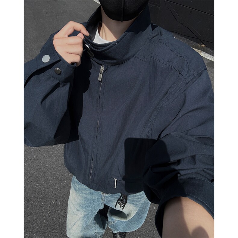 JK006-P65控118秋季老钱风复古宽松外套男cleanfit立领短款夹克,男装夹克,电商A058-1（原电商C417）