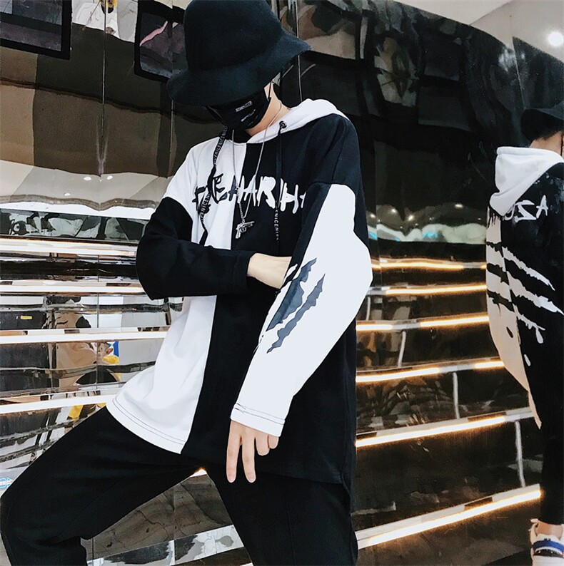 新款男国潮男款情侣日系潮卫衣拼色714-1-WY09AxX，男装卫衣，星座714-1