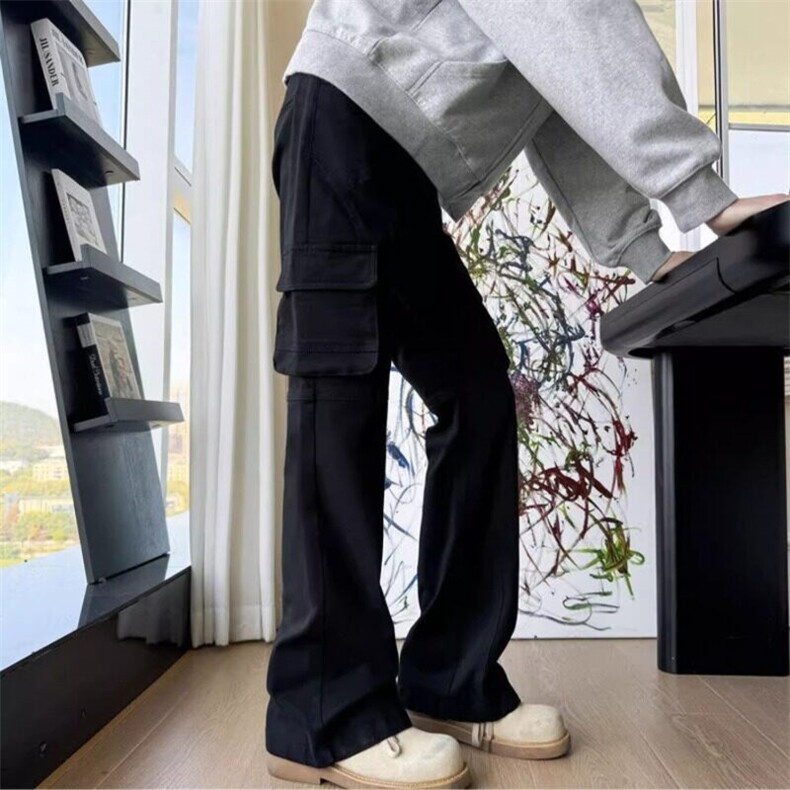 多口袋工装裤子男女复古显瘦长裤cleanfit微喇叭直筒裤NG161,男装牛仔裤,星座1116A（原606A-3）