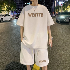 ！2025夏季男士华夫格短袖T恤一套学生运动套装HTZ96P50，男装T恤，电商B220