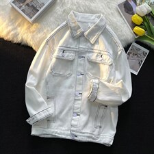 牛仔外套男早秋工装上衣服潮高级感春秋新款复古夹克W4901-P65，男装夹克，星座512-2