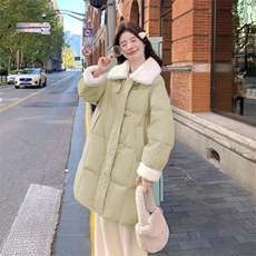 新款现货主推羊羔毛拼接羽绒外套9953-P285-K408，女装羽绒服，2C129