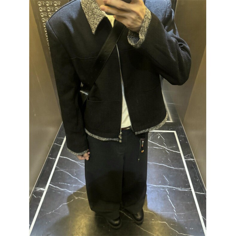 【有货】CLY6628CC-特P85小香风拼接翻领夹克外套男高级感,男装夹克,星座1007（原301D）