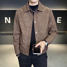 男装皮衣2025秋季新款翻领修身男士皮夹克C317-5536-P145，男装夹克，电商C317
