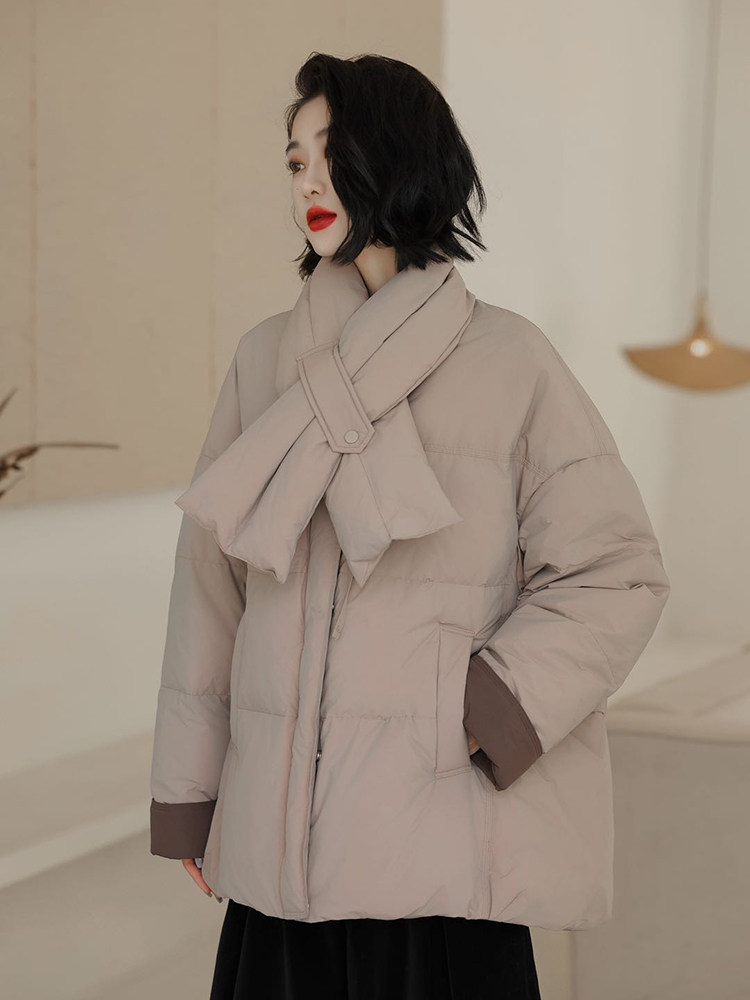 现货现货现货韩版百搭90白鸭绒小围巾保暖羽绒服,女装羽绒服,阳光伊恋
