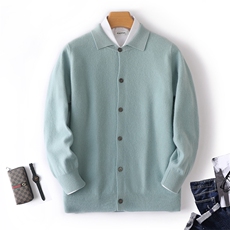 男士polo领羊毛开衫长袖秋季新款男士开衫宽松毛衣男装保暖男装，男装羊毛衫，枫宸羊绒