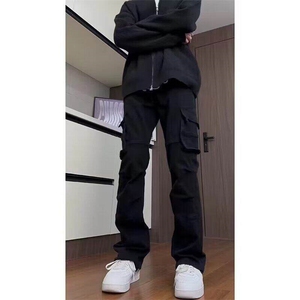 美式多口袋工装牛仔裤男高街vibe痞帅修身微喇直筒裤LTG477-P50图片