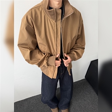 现货26春装美拉德立领飞行夹克纯色复古廓形高街棒球服外套，男装夹克，电商A486-1
