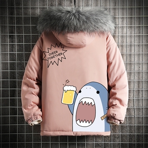 MM48137-P130 冬季大毛领棉衣男士大码加厚棉袄男棉服 网格图片