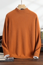 秋冬季35%羊绒休闲商务简约百搭七针插肩半高羊绒衫男装，男装羊绒套衫，纳丰羊绒