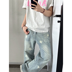 【有货】2219CC-特P45美式复古水洗星星印花牛仔裤子男女，男装牛仔裤，星座1007（原301D）