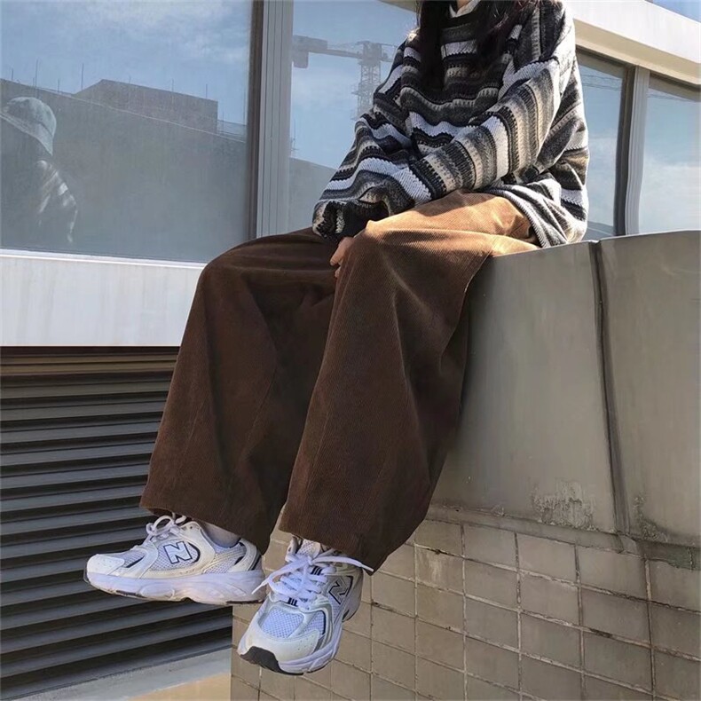 灯芯绒阔腿裤男女情侣垂感宽松直筒日系休闲美式工装裤子7048-p35,男装工装外套,星座1008-2