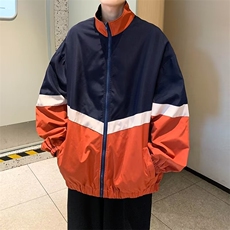 美式复古拼色防风外套男春秋季宽松立领冲锋衣夹克上衣JK194P53，男装夹克，星座410-2