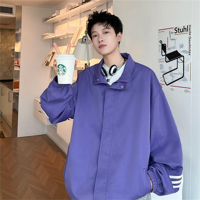 电商DSA028-KBJK12P60100聚酯新款港风条纹工装夹克男控88,男装夹克,电商A028
