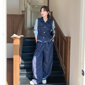 新品 621-P195-K318牛仔套装上衣假2件套图片