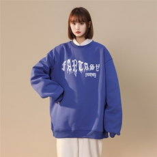 中性风2026秋季新款美式复古字母印花圆领套头卫衣W1002P30K48--，男装卫衣，A247A