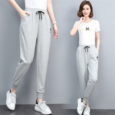 时尚刺绣图案休闲裤宽松显瘦百搭女裤2117，女装休闲裤，依恋蒂丝