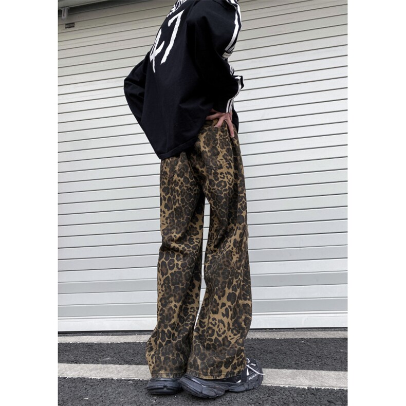 抖音品质春季新款高街潮流美式豹纹牛仔裤B315-K24019-p65控88,男装牛仔裤,电商B315