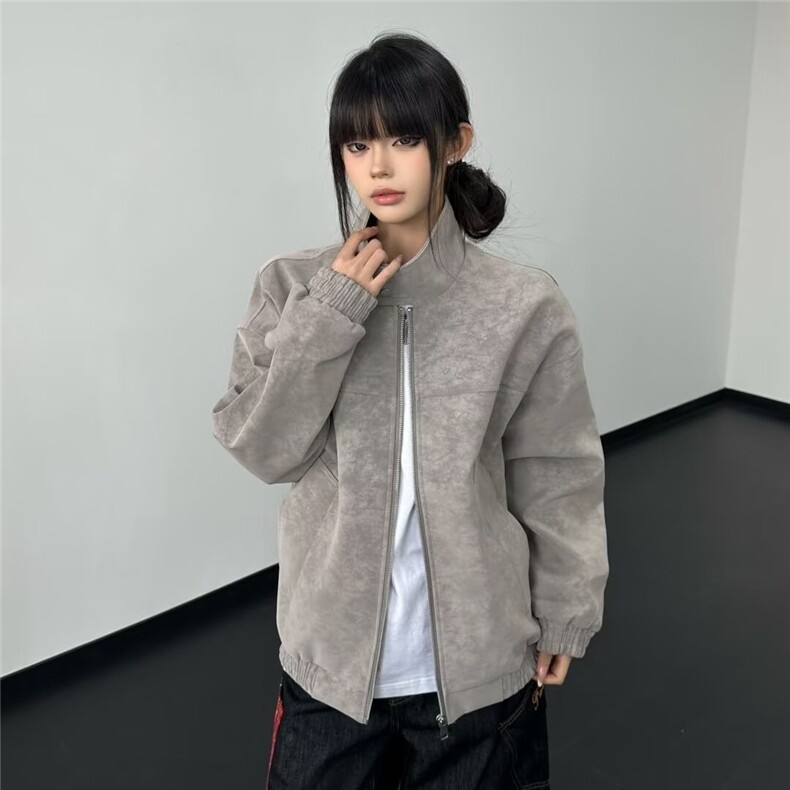 潮牌麂皮绒夹克外套男春秋痞帅飞行员夹克上衣网JK265-P72,男装夹克,星座1001-1