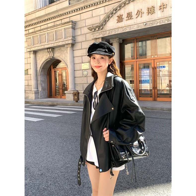 机车皮衣外套女2025新款酷飒风美拉德棕色美式复古夹克,男装夹克,星座1210-1