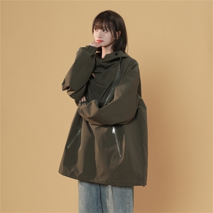 JK8105/P75春装现货中性风机能防水冲锋衣女女宽松夹克工装外套图片