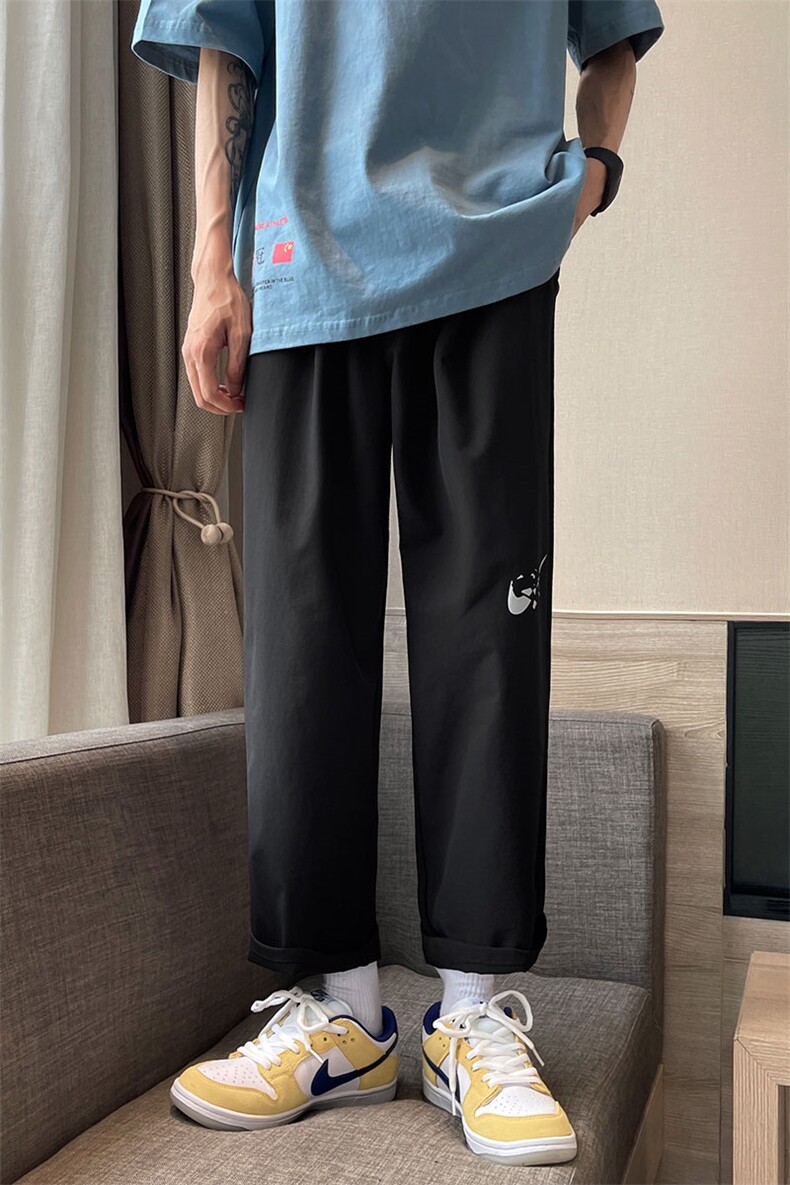 休闲裤男夏季新款港风宽松冰丝九分裤K161-P29,男装休闲裤,星座214-3