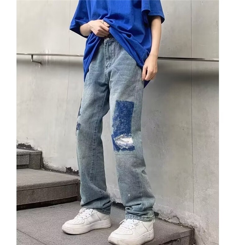 1506-1/K52231/P52复古美式印花脏染微喇cleanfit潮男女牛仔裤,男装牛仔裤,星座1506-1