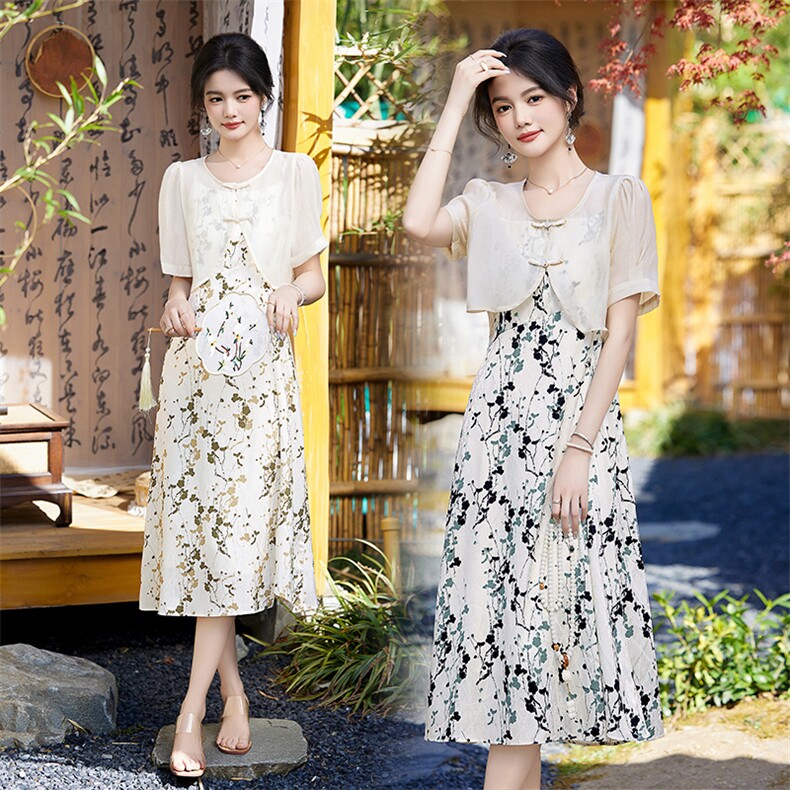 大货已出！防晒套裙女2024年夏季新款女装时尚气质两件套6863，女装套装/套裙，香莘料