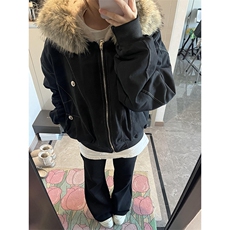 现货重磅boxy短款棉衣座山雕大毛毛领男女棉服水洗工装厚外套，男装棉衣，电商A486