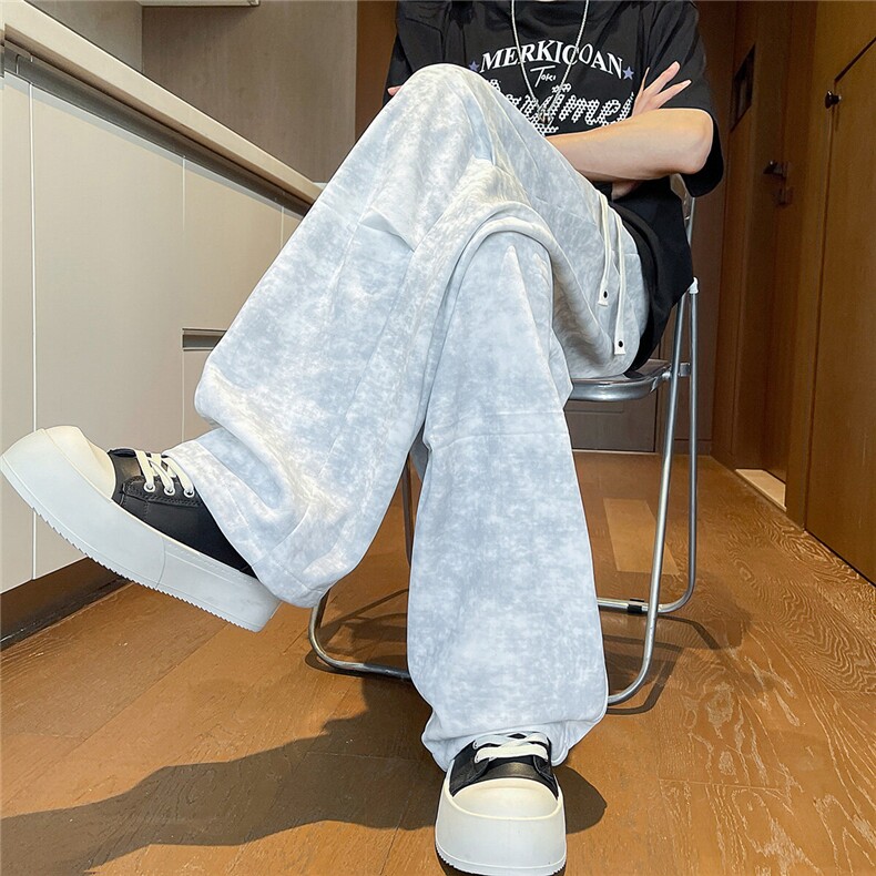 K5026/特P40新品扎染脏脏裤休闲裤男女直筒裤高街运动长裤子，男装休闲裤，电商A141