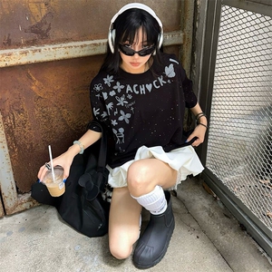 万针全刺绣工艺抖音得物高品质260克重磅纯棉双纱美式高街短袖T恤图片