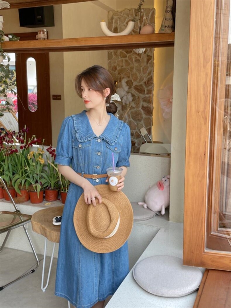 牛仔连衣裙，女装连衣裙，Ee·G