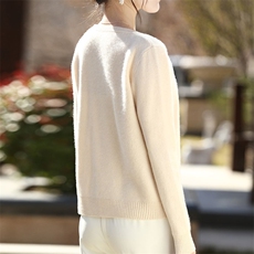 2025年秋季新款百搭圆领长袖开衫,女装羊毛衫,鑫源羊绒, 2025年秋季新款百搭圆领长袖开衫,女装羊毛衫,鑫源羊绒,