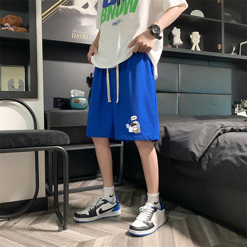 HD74239-P22 华夫格短裤男大码宽松五分裤男直筒中裤图片