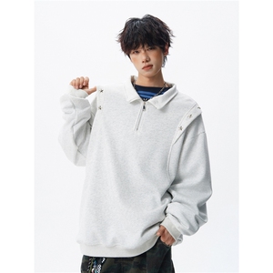 8XL-M星星铆钉半拉链卫衣大码重磅痞帅高街小众立领外套WY5109P58图片