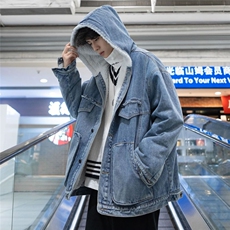 A609P130冬季男士连帽羊羔毛加厚保暖牛仔夹克棉衣外套潮，男装棉衣，星座115A(原星座507）
