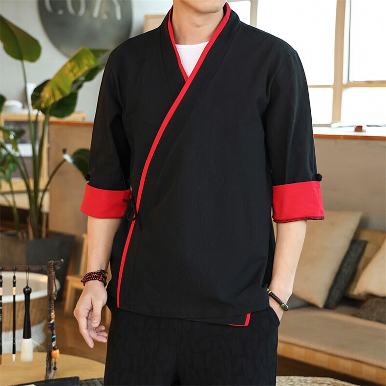 风夏季棉麻短袖衬衫男五分袖衬衣T089-P60可定制印花绣花，男装T恤，星座313B-4（原星座309A-1）