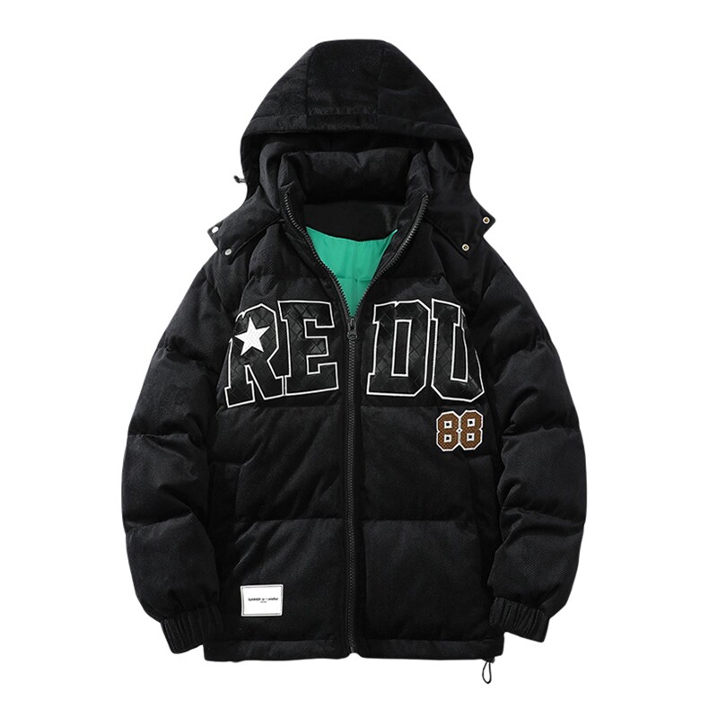 冬季加绒加厚连帽棉衣刺绣潮牌棉服外套港风男女8151-P145控价188,男装棉衣,电商A441-1