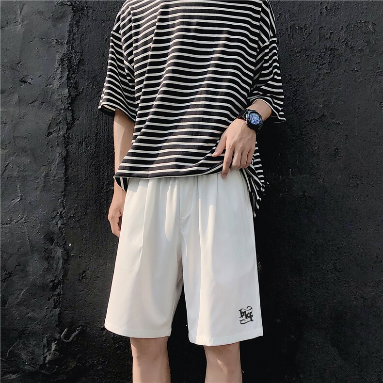 宽松坠感潮流植绒印花休闲清爽速干百搭五分冰丝裤 DK508特批18图片