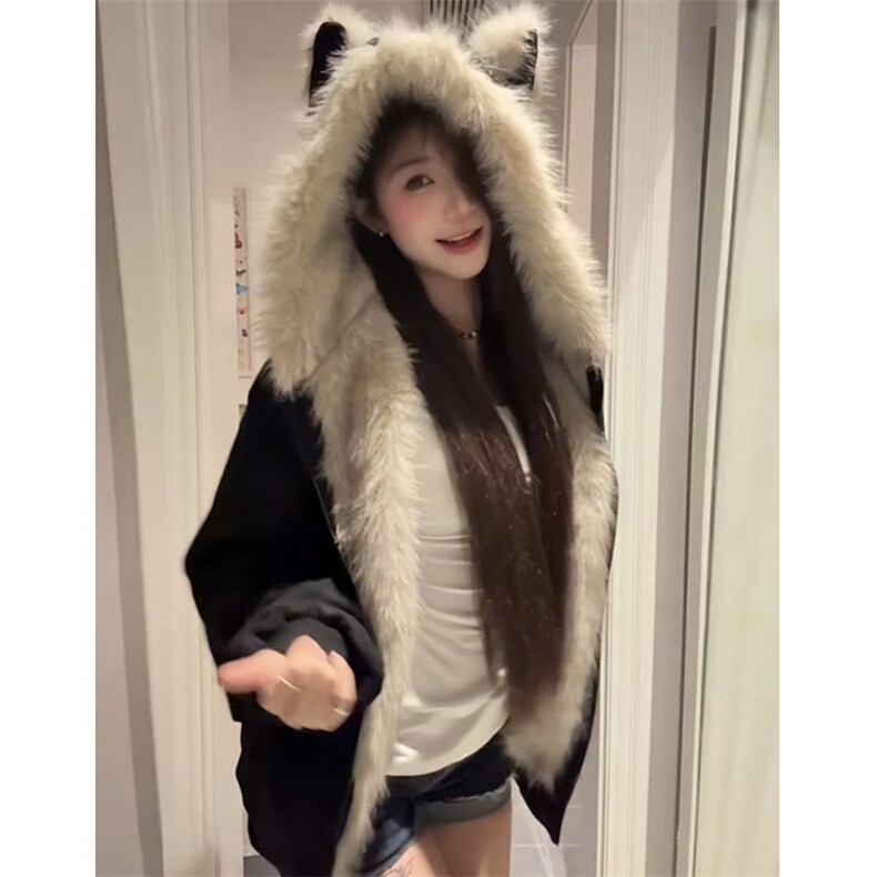 毛领夹棉座山雕猫耳朵外套男女秋冬季加厚情侣装棉衣棉服M7825,男装棉衣,星座1116A（原606A-3）