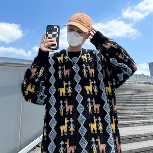 美式圆领毛衣男慵懒风休闲针织衫 M193 P53图片