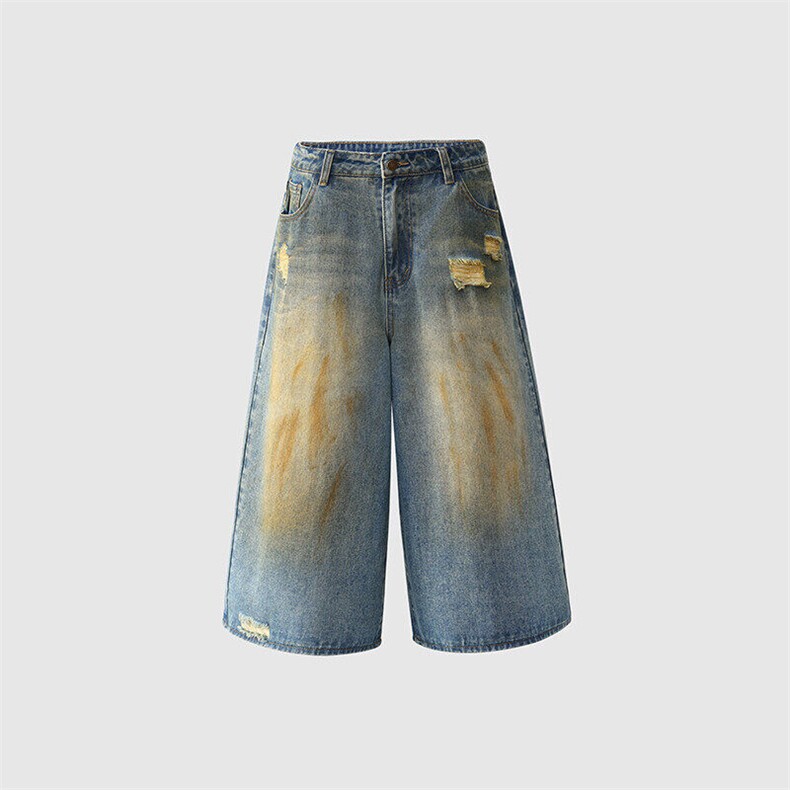 美式复古水洗七分牛仔裤女2025夏季新款显瘦宽松阔腿裤YD704-P55，男装牛仔裤，星座509