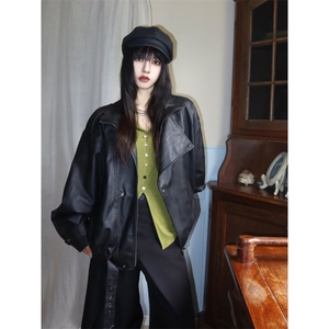 新款重工复古中性立领机车皮衣外套PU夹克上衣男女Y1027-P90网图图片