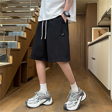 美式华夫格oversize贴标短裤男运动裤子X416B-1-DK1086-特P30限58，男装休闲裤，星座416B-1